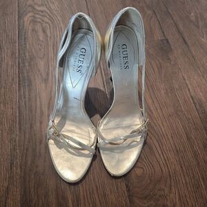 GUESS Gold Metallic Open-Toe Stiletto Sandals